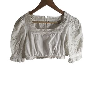 & Other Stories Cream Eyelet Puff Sleeve Blouse